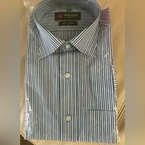 NWOT Men's Blue Striped Dress Shirt, long sleeve. Size 40cm (Medium).Never worn
